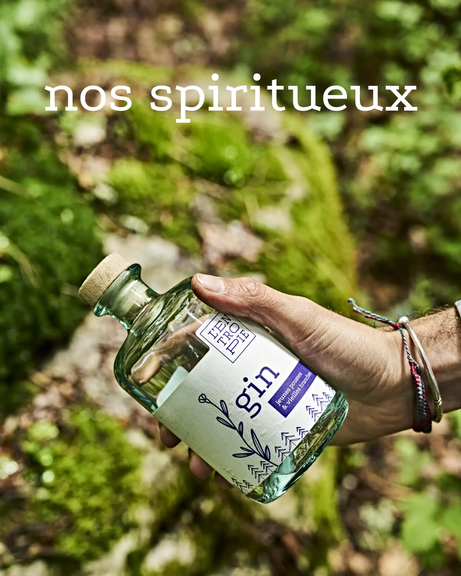 main avec bouteille texte nos spiritueux